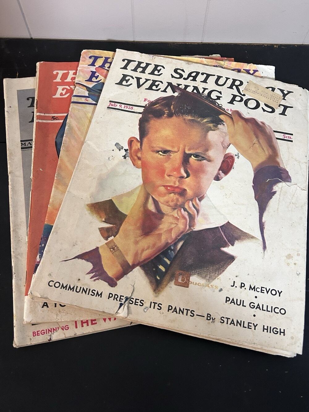 Saturday Evening Post 1938 Magazine Lot Illustrated Covers Antique Ephemera